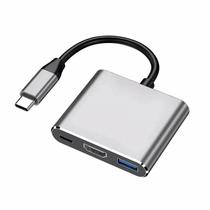 Hub USB-C 3 em 1 4K - Adaptador HDMI, USB 3.1 e USB 3.0