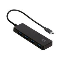 HUB USB-C - 4 Portas USB 3.0 - Preto - Multilaser AC445 HUB USB-C - 4 Portas USB 3.0 - Preto - Multilaser AC445