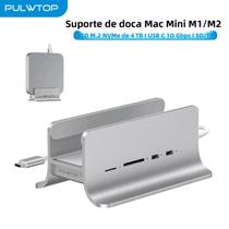 Hub USB C 5 Em 1 Para Mac Mini M1 M2 Suporta SSD M2 NVMe 2x USB C 32 10Gbps SD TF PULWTOP