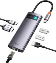 Hub USB C 6 em 1 com portas de carregamento 4K HDMI, 100W PD, 3 portas USB 3.0, Ethernet 1000 Mbps p