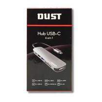 Hub usb-c 6 em 1 p/ computador e notebook cinza bbr - dust