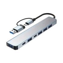 Hub USB C 7 Em 1 Adaptador USB 3.0 Tipo-C Para 5 USB PD 5Gbps Velocidade Rápida Para PC Laptop