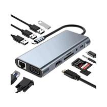 Hub USB C 8 Em 1, 7 Em 1, 7 Em 2, 3 Em 1 Com 4 Portas USB, 1 Leitor De Cartão USB-C TF/SD E Saída De