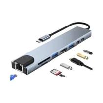 Hub USB C 8 Em 1 Com Adaptador HDMI, RJ45, Leitor De Cartão SD E TF, Carregamento Rápido PD Para