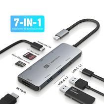 Hub USB-C 8K HDMI 4K 120Hz Transferência De Dados 10Gbps Entrega De Energia 100W Leitor De Cartão SD Hub USB-C 8K HDMI 4K 120Hz Transferência De Dados 10Gbps Entrega De Energia 100W Leitor De Cartão SD