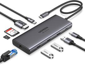 Hub USB-C 9 em 1 Ugreen HDMI 4K, USB-A 3.2, Ethernet - Cinza Hub USB-C 9 em 1 Ugreen HDMI 4K, USB-A 3.2, Ethernet - Cinza