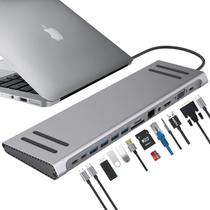 Hub USB C Compativel Macbook Notebook Docking Station Laptop 13 em1 Multi-Port USB Hubs Adapter with 3 USB 3.0, VGA, Cha