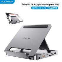 Hub USB C Para iPad MacBook Windows 4K HDMI PD 100W Suporte Dobrável PULWTOP