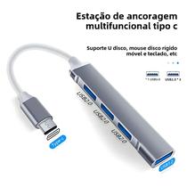 Hub USB-C Tipo-C - Docking Station com 4 Portas USB 3.0 para Computador e Celular