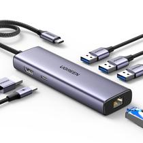 Hub USB C UGREEN Revodok 6 em 1 com Gigabit Ethernet 4K HDMI
