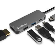 Hub USB C Verbatim 4 em 1 com fornecimento de energia de 60 W HDMI 4K