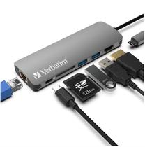 Hub USB C Verbatim 6 em 1 com 2 portas USB 3.0, 4K HDMI, Ethernet