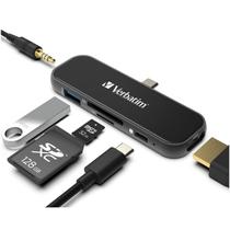Hub USB C Verbatim 6 em 1 com PD de 100 W, USB 3.0, SD, 4K HDMI Hub USB C Verbatim 6 em 1 com PD de 100 W, USB 3.0, SD, 4K HDMI