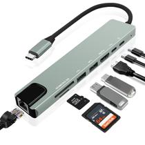 Hub USB-C Vrebrey 8 em 1 4K HDMI 85W PD USB-A USB-C Hub USB-C Vrebrey 8 em 1 4K HDMI 85W PD USB-A USB-C