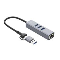 HUB USB C3Tech 2 em 1 USB x USB C LAN 1000Mbps RJ45 HU-LAN1000