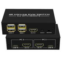Hub USB Chaveador Switch Kvm 2 Portas Hdmi 4k Conecta 2 PC a 1 Monitor Teclado e Mouse