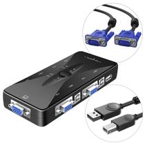 Hub USB Chaveador Switch Kvm 4 Portas VGA Mouse Teclado com Cabos de Conexão