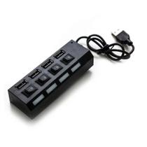 Hub Usb com 4 Portas com Chave Power Individual Preto Hub Usb com 4 Portas com Chave Power Individual Preto