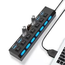 Hub Usb com Switch e Led Indicador 7 portas Mini Extensor para Pc Notebook