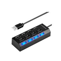Hub USB de 4 portas Multi USB 2.0 com luz indicadora - preto/branco