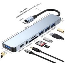 Hub USB e USB-C com Leitor SD/TF Áudio 3.5mm 8 em 1 Leitor Cartão SD e Micro SD