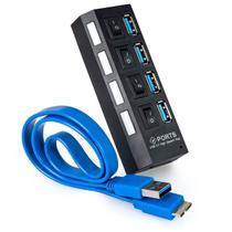 Hub Usb, HB-006, 4 Portas 3.0, Liga Desliga, 480Mbps