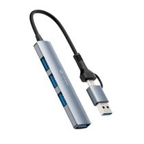 Hub Usb ou Type-C C3Tech, HU-C500GY, 4 Saídas Usb, Alumínio