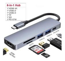 Hub Usb Tipo C 2 Portas Usb Leitor de Cartão SD HDMI 4K Multifuncional