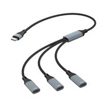 Hub USB Tipo C 3 Em 2 Portas Adaptador De Transferência De Dados E Carregamento Cabo Divisor