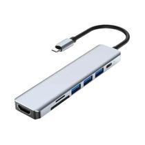 Hub USB Tipo C 7 Em 1 Com Adaptador HDMI E Leitor De Cartão SD/TF Para Computador, iPhone E Tablet Hub USB Tipo C 7 Em 1 Com Adaptador HDMI E Leitor De Cartão SD/TF Para Computador, iPhone E Tablet