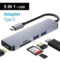 Hub Usb Tipo C Adaptador 5x1 Para Rede Rj45 USB 2.0 3.0 HDMI Hub Usb Tipo C Adaptador 5x1 Para Rede Rj45 USB 2.0 3.0 HDMI