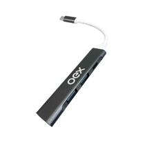 Hub usb tipo-c com 3 usb 3.0 e 1 usb-c prata hb106 oex Hub usb tipo-c com 3 usb 3.0 e 1 usb-c prata hb106 oex