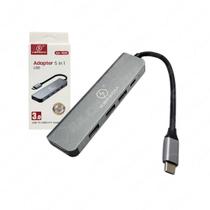 Hub USB Tipo-C Kapbom KA-1520 5 Portas USB 3.0 Adaptador para Notebook, PC e Celular