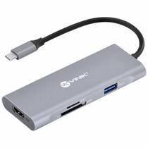 Hub Usb Tipo C / Type C 7 Em 1 Com 3 Usb 3.0 + Leitor De Cartão Sd/tf + Hdmi + Tipo C Com Power Delivery (pd) 60w -hc-7