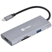 Hub USB Tipo C / TYPE C 7 em 1 com 3 USB 3.0 + Leitor de Cartao SD/TF + HDMI + Tipo C Power Delivery