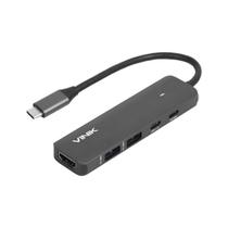 Hub usb type c 5 em 1 - 2x usb 3.0 + hdmi 4k + type c pd 100w + type c dt vinik - hv51c