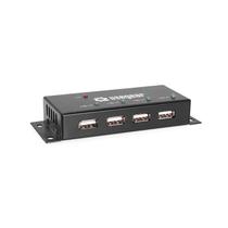 Hub USB USBGear de 4 portas USB 2.0 Mini Metal com adaptador de alimentação