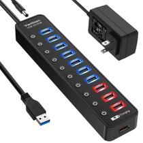 Hub USB vantisan alimentado por USB 3.0 de 11 portas com 4 portas de carregamento