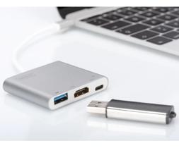 Hub usbc 3 em 1, porta 1xhdmi 4k30hz, 1xusb 3.0, 1x porta pd 3.0 type c de até 100w