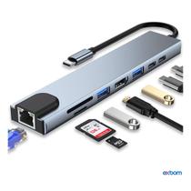 Hub USBC 8 em 1 Exbom HDMI 4K RJ45 2x USB 3.0 2x USB 2.0 SD TF PD para Laptop Hub USBC 8 em 1 Exbom HDMI 4K RJ45 2x USB 3.0 2x USB 2.0 SD TF PD para Laptop