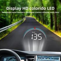 HUD Automotivo: Velocímetro E Tacômetro OBD2 Com Projetor De Aviso De Excesso De Velocidade No HUD Automotivo: Velocímetro E Tacômetro OBD2 Com Projetor De Aviso De Excesso De Velocidade No