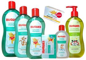 Huggies baby extra suave kit shampoo 400ml + 200ml cond colonia sabonete liq barra