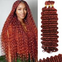 Human Braiding Hair BIZVUS Deep Wave, 24 polegadas, 110 g, 3 pacotes