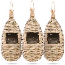 Humming Bird Houses WDEFUN Natural Grass, pacote com 3 unidades ao ar livre Humming Bird Houses WDEFUN Natural Grass, pacote com 3 unidades ao ar livre