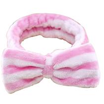 HUOGUO 1 pçs feminino macio coral velo lavagem headband bonito elástico faixas de cabelo bowknot arco maquiagem acessórios de cabelo, cor 3