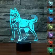 HUOGUO Abstractive 3D Ilusão Óptica Lobo Colorido Efeito de Iluminação Interruptor de Toque Alimentado por USB LED Decoração Night Light Desk Lamp