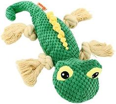 Huoguo brinquedo de chiado fofo para cães, brinquedos interativos para cães com cordas resistentes, brinquedo de mastigar recheado para treinamento de limpeza de dentes, brinquedo de presente de aniversário para cães pequenos, médios, grandes, verde