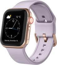 Huoguo compatível com pulseiras Apple Watch 45 mm 44 mm 42 mm, pulseiras esportivas de silicone macio pulseira de substituição com fecho clássico para iWatch Series SE 7 6 5 4 3 2 1 para mulheres homens, cinza lavanda 42/44/45 mm