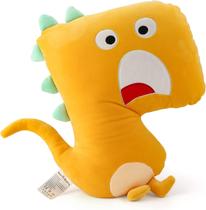 Huoguo grande travesseiro de bicho de pelúcia de dinossauro para crianças 17,5 polegadas amarelo dinossauro brinquedo de pelúcia macio fofo dinossauros pelúcia para meninos saurópodes aniversário para criança lavável na máquina