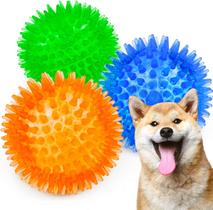 HUOGUO Squeaky Balls for Dogs Small, Fetch Balls for Dogs Rubber 6 Pack Balls TPR Puppy Toys Bolas de brinquedo para cães Brinquedos Squeaky Ball Spike Ball Dog Chew Toys para pequenos